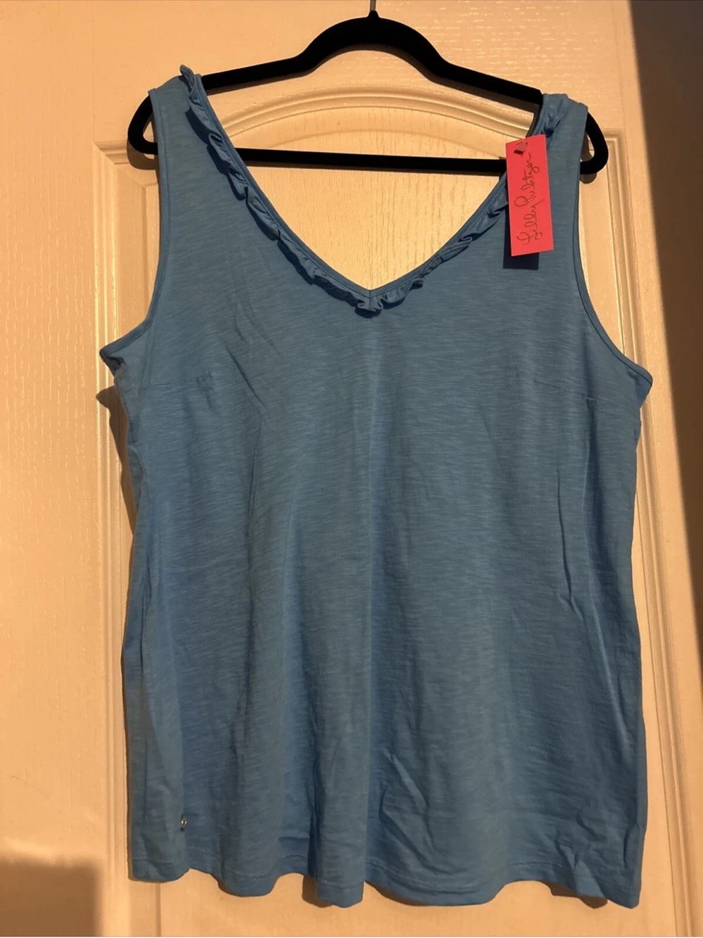 Lilly Pulitzer Lunar Blue Ruffle Trim Tank Top Cami xl New